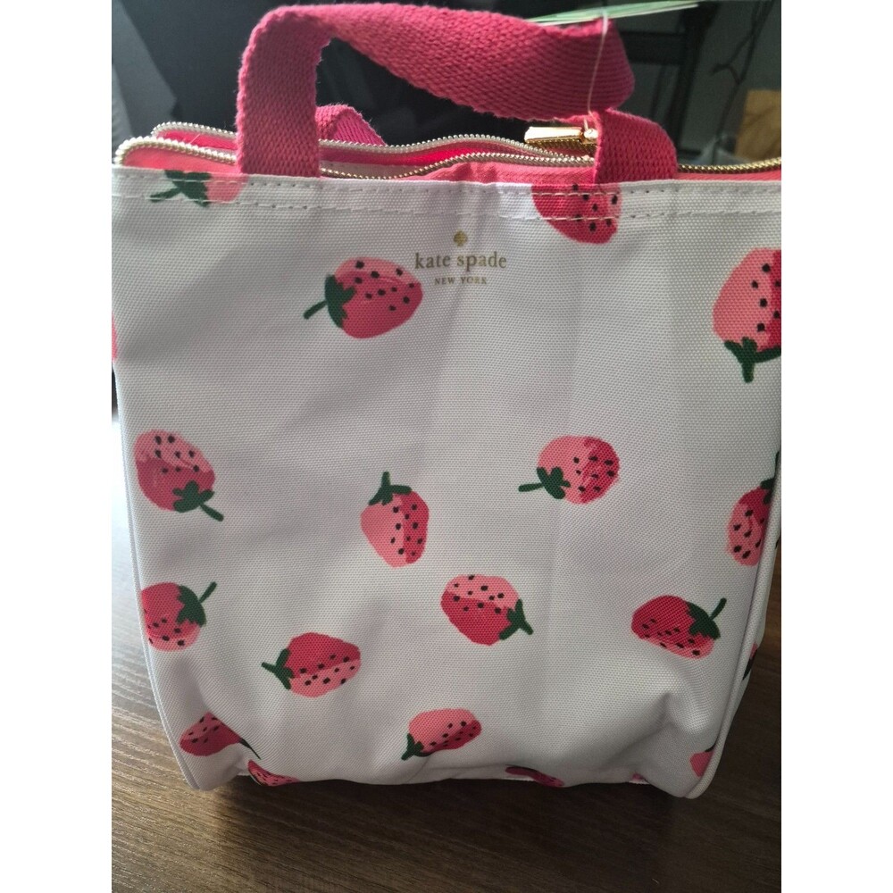 Kate Spade New York Strawberry Print Insulated Lunch Bag Tote Cooler Zip Storage